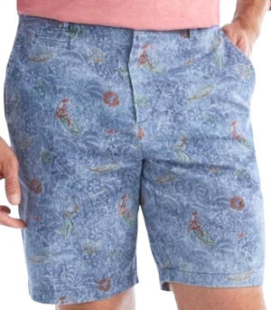NEW JOHNNIE-O BLUE AMPED TIDE HAWAIIAN SURF PRINTED SHORTS JMSH1630 SZ 40